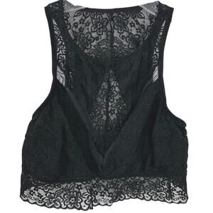 Aerie Women Racerback High Neck Lace Bra Bralette Cut Out Fairy Black Size Large